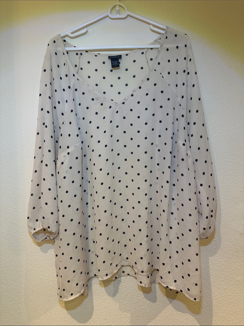 torrid Cream Blouse with Black Polka Dots